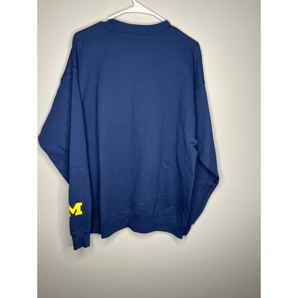 Hanes Michigan Navy Blue and Maize Football Go Blue Oversized Crewneck Size L - Picture 5 of 5